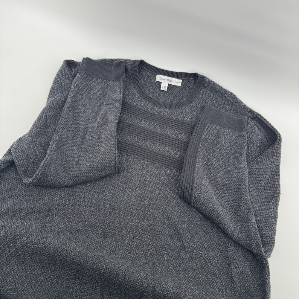 Calvin Klein‎ Mens Gray Textured Crewneck Sweater XXL Business Casual Classic